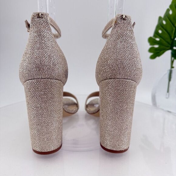 Sam Edelman Womens Yaro Sandals Ankle Strap Block Heel Gold Shimmer Size 10 Prom - Picture 7 of 16